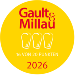 Bewertungs Badge von Gault Millau 2026.