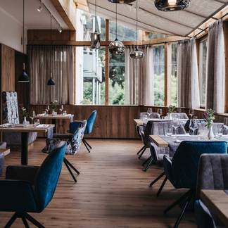 Essensbereich für Hotelgäste im Naturhotel Molzbachhof.