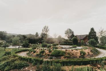 Blick auf den Garten des Molzbachhof